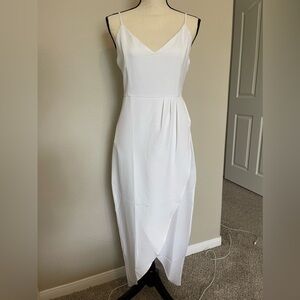 White Dress with Side Ruching